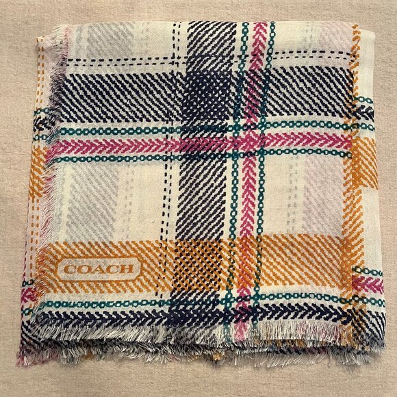 Coach Scarf with Plaid pattern - wool/silk blend - Authentic - Picture 8 of 10